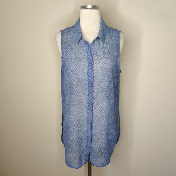 White House Black Market Tunic Button Up Sheer Blouse - Picture 1 of 10